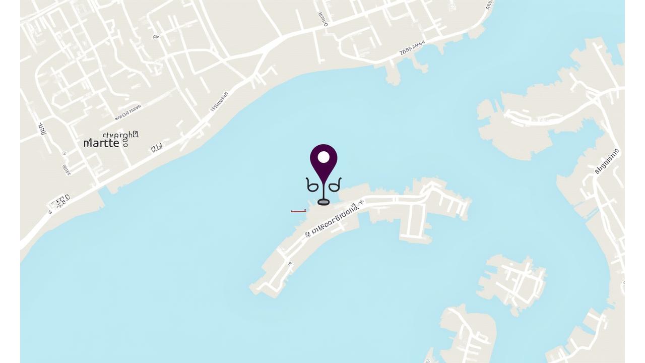 Overhead view of a map showing Halifax, Nova Scotia, with a pinpoint on Reel Riff Gear's location near the waterfront