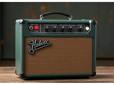 Vintage amplifier themed tackle box with functional knobs and faux speaker grille