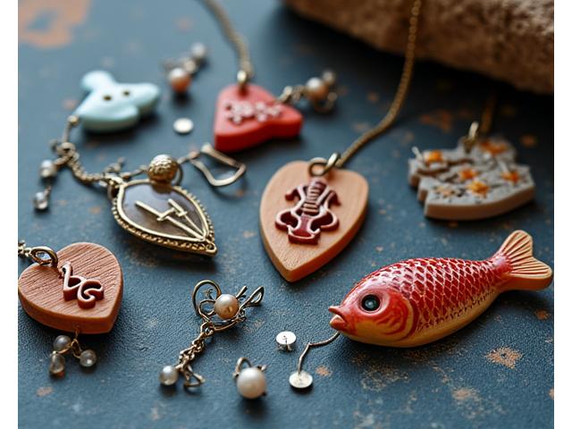 A collection of small, unique musical fishing accessories with a 'Handcrafted in Halifax' tag, perfect for souvenirs or local gifts.